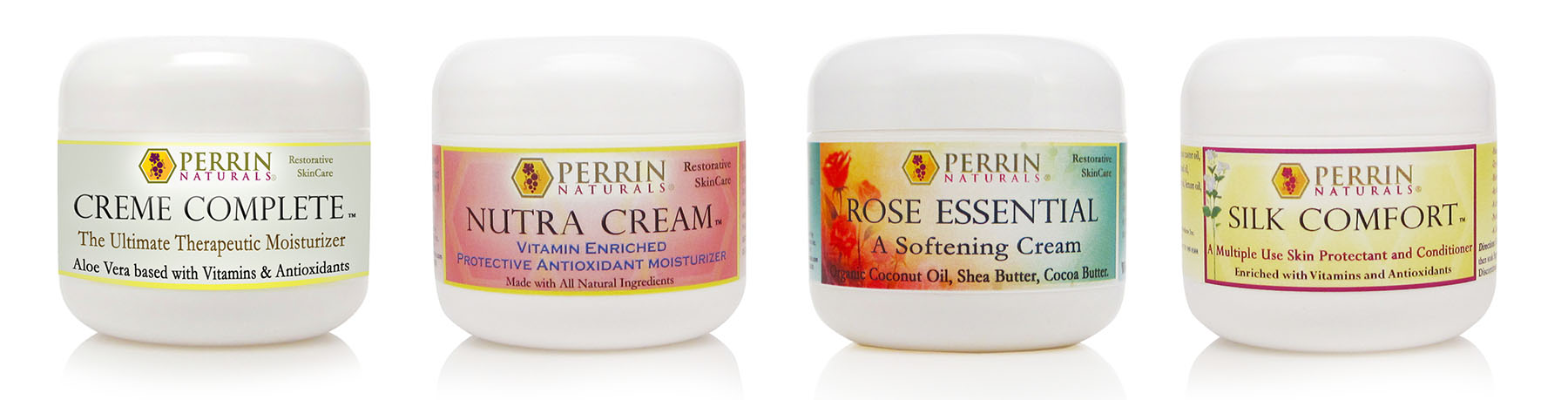 creme complete, nutra cream, rose essential and skil comfort cremes