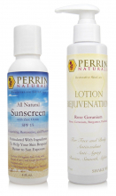 natural sunscreen and sun protection bottles
