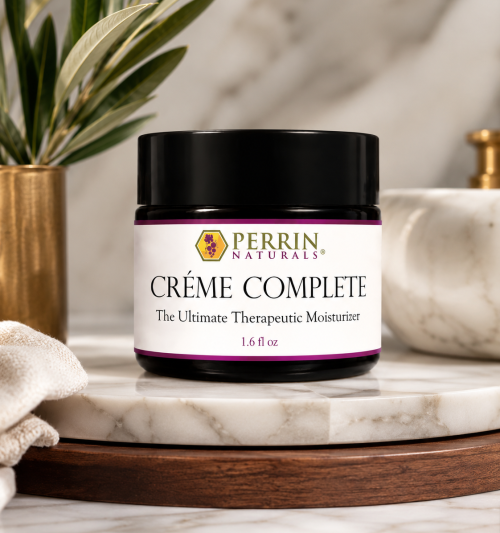 Creme Complete in a glass jar in setting
