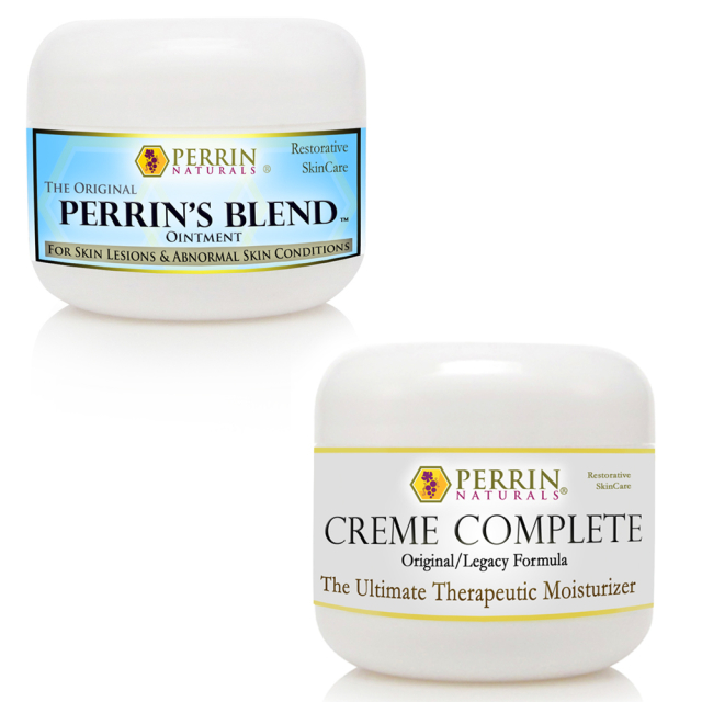 Perrin's Cream: Natural Treatment for Skin Lesions, Basal Cell Carcinoma, Lichen Sclerosus, Actinic Keratosis. Creme Complete and Perrin's Blend